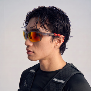 DARA Impact-Resistant Running Sunglasses, Black Red